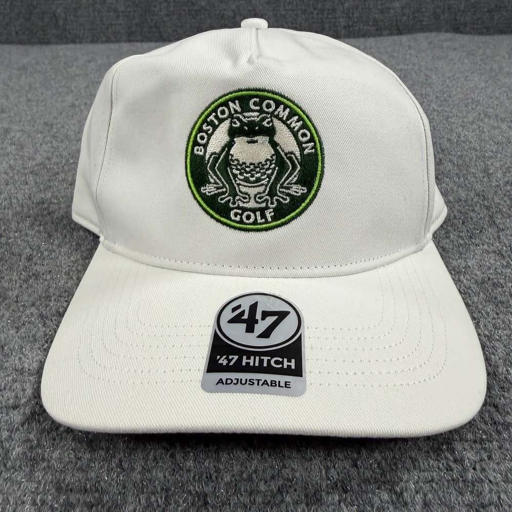 Boston Common Golf Hat Mens White Frog Snap Back '47 Hitch Adjustable NEW